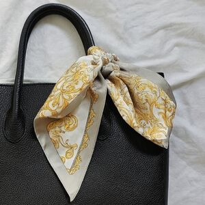 Vintage Art Of The Scarf Baroque Gold Silver Square 35" Brocade Equestrian EUC